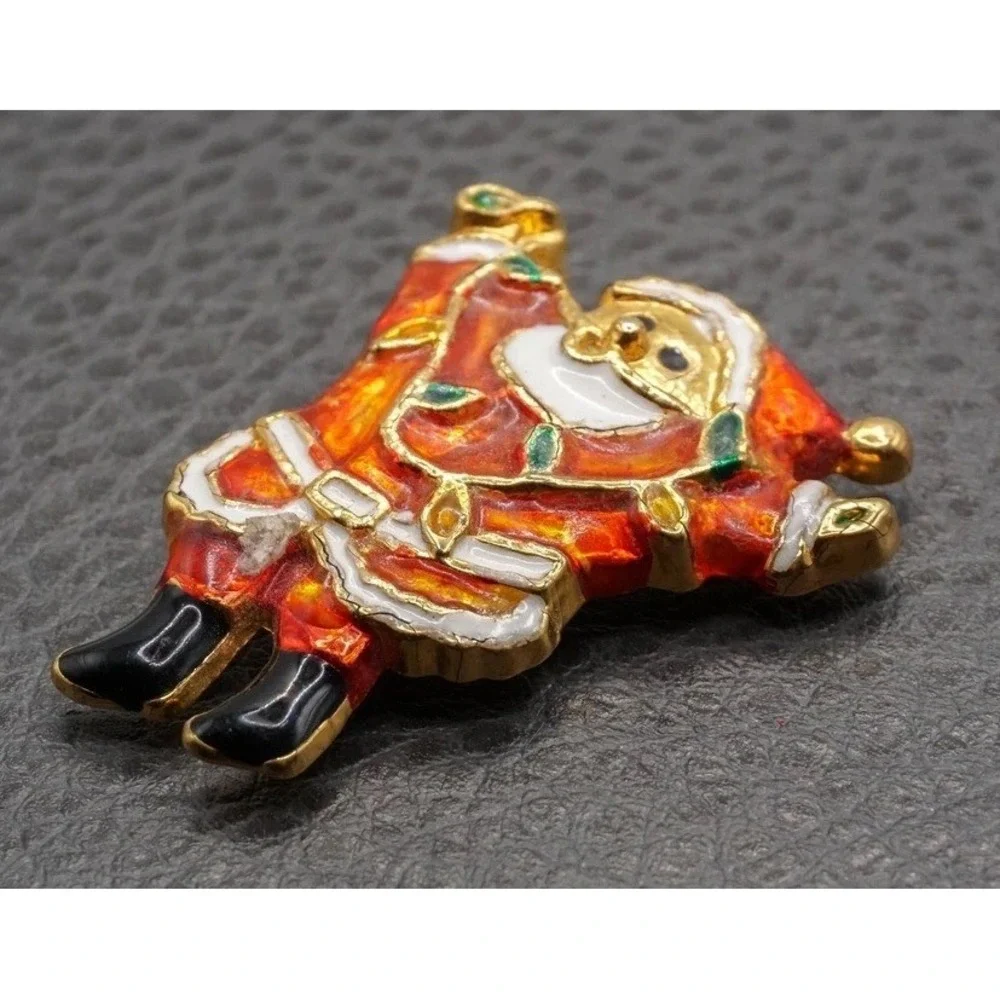 Vintage To Mod Christmas Holiday Enamel Brooch Pin Lot Gold Tone Rhinestone